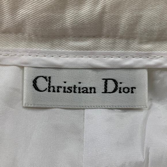 CHRISTIAN DIOR Size 31 White Pleated High Waisted Wide Leg Dress Pants - Picture 5 of 5